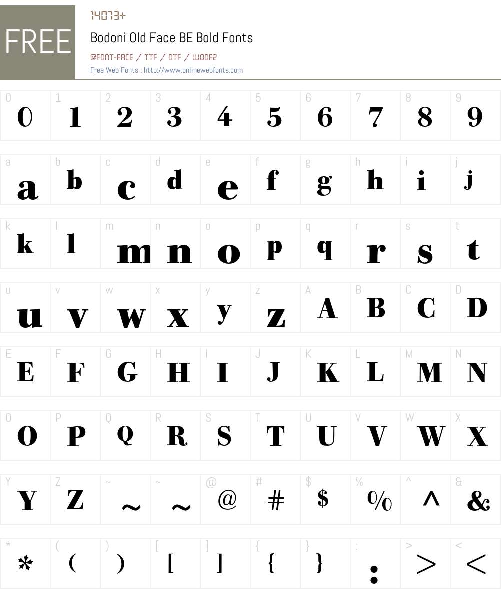 Bodoni Old Face BE Font Screenshots