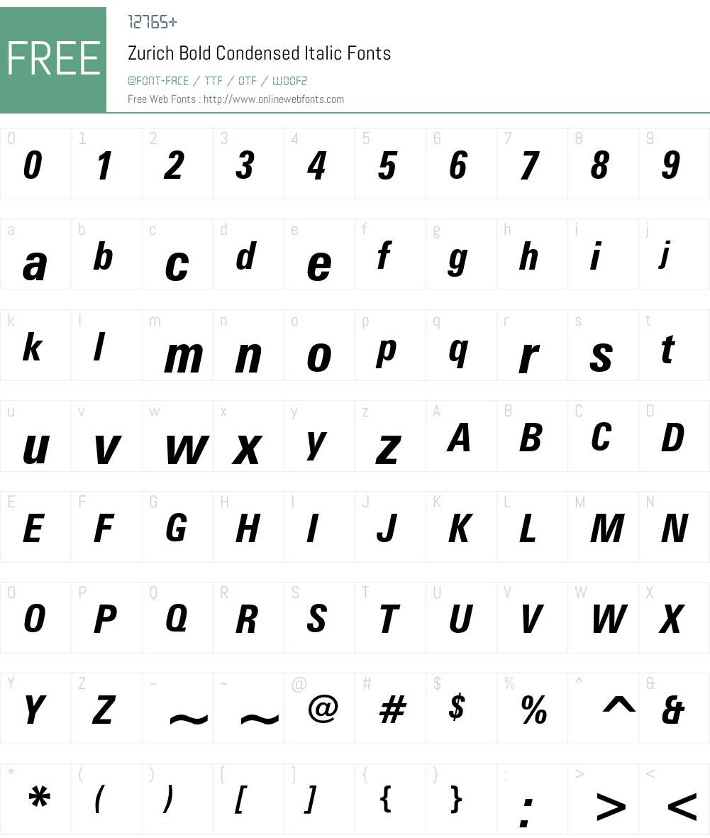 Zurich Font Screenshots