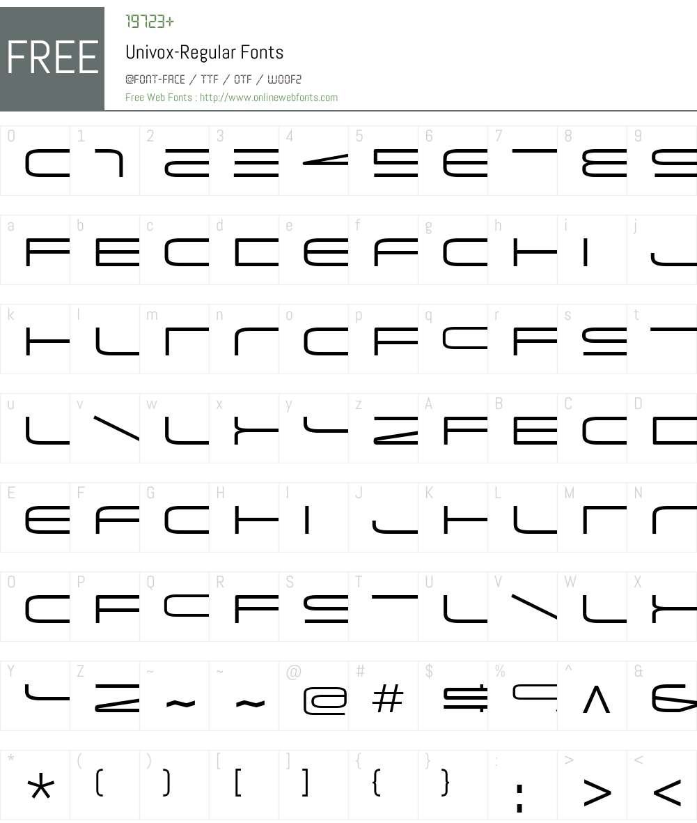 Univox Font Screenshots