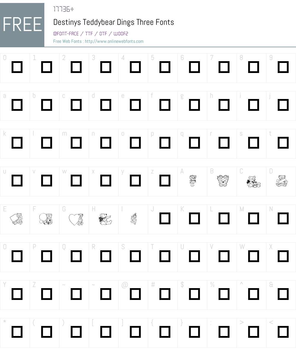 Destinys Teddybear Dings Three Font Screenshots