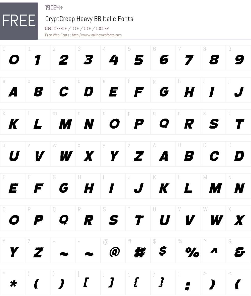 CryptCreep Heavy BB Font Screenshots