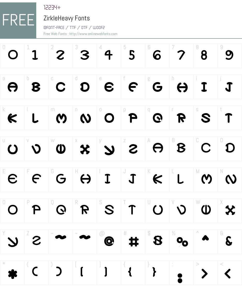 ZirkleHeavy Font Screenshots