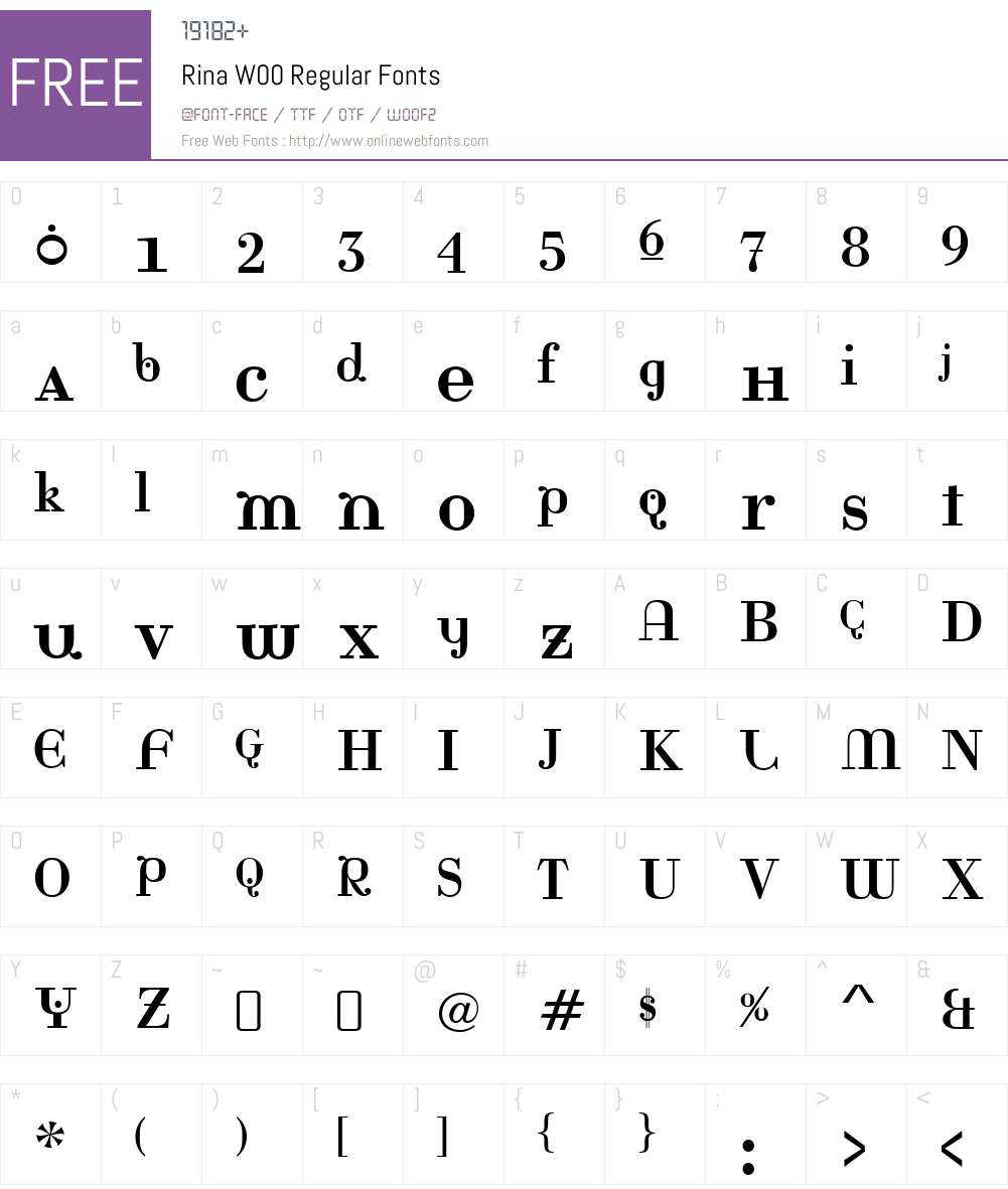 RinaW00-Regular Font Screenshots