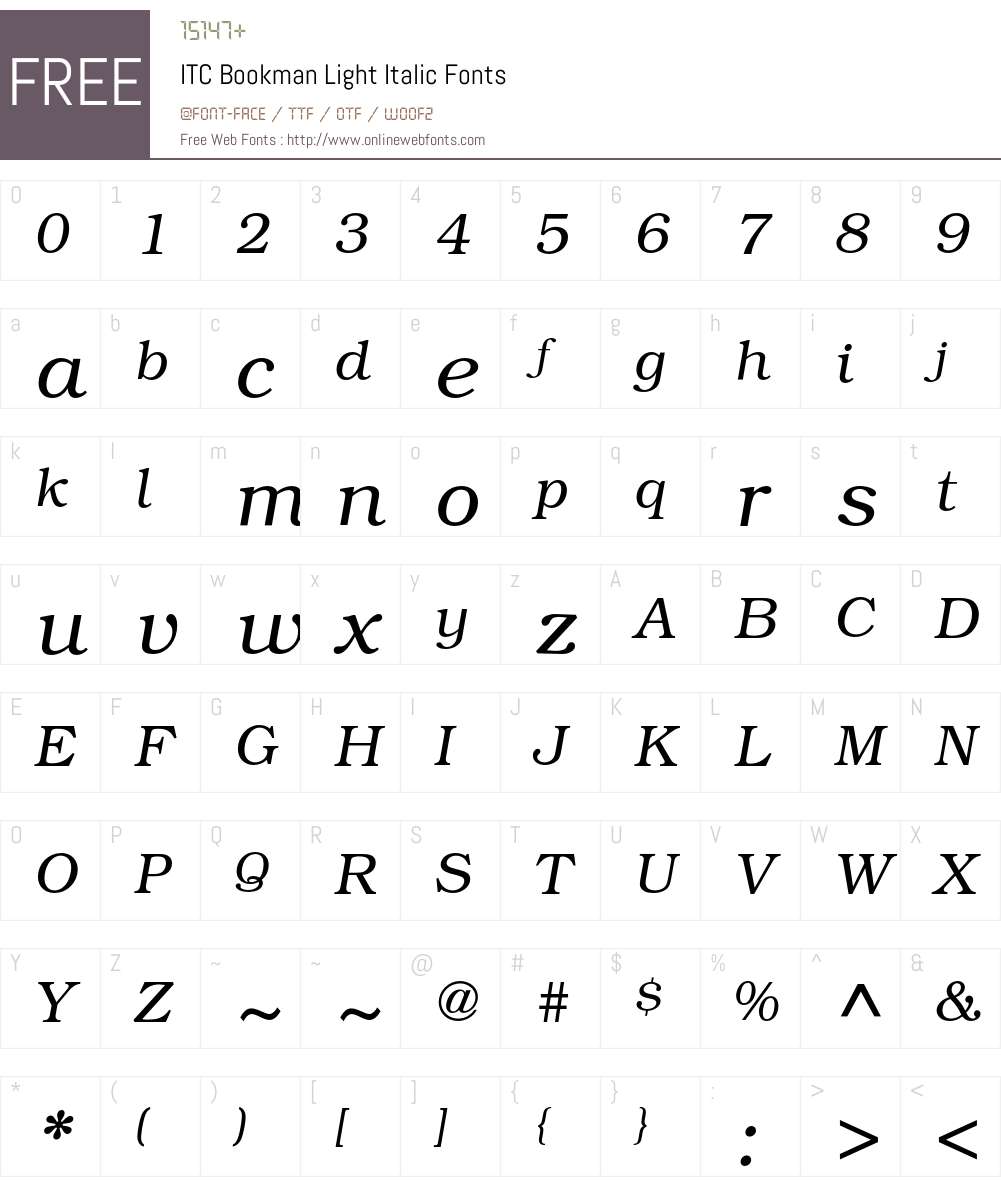 ITC Bookman Font Screenshots