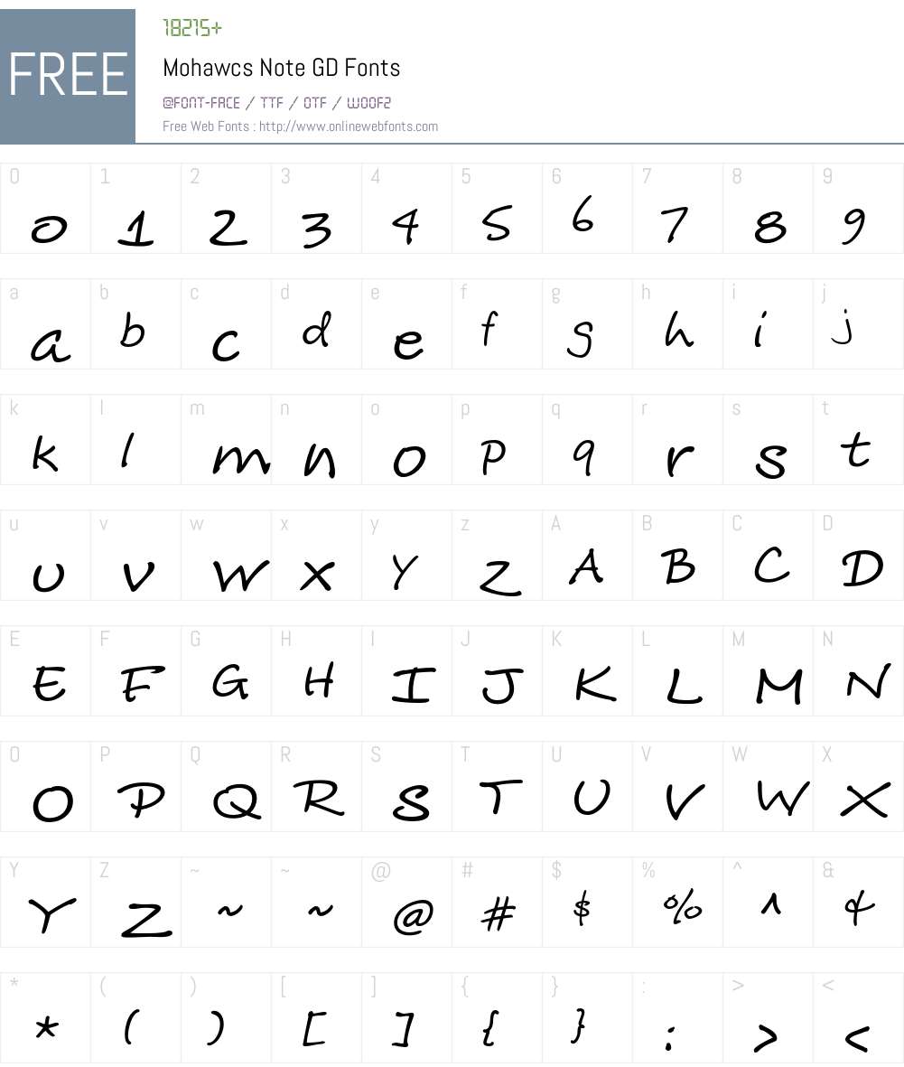 Mohawcs Note GD Font Screenshots