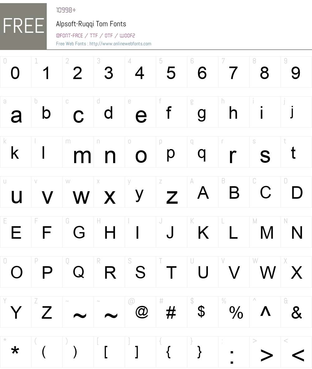 Alpsoft-Ruqqi Tom Font Screenshots