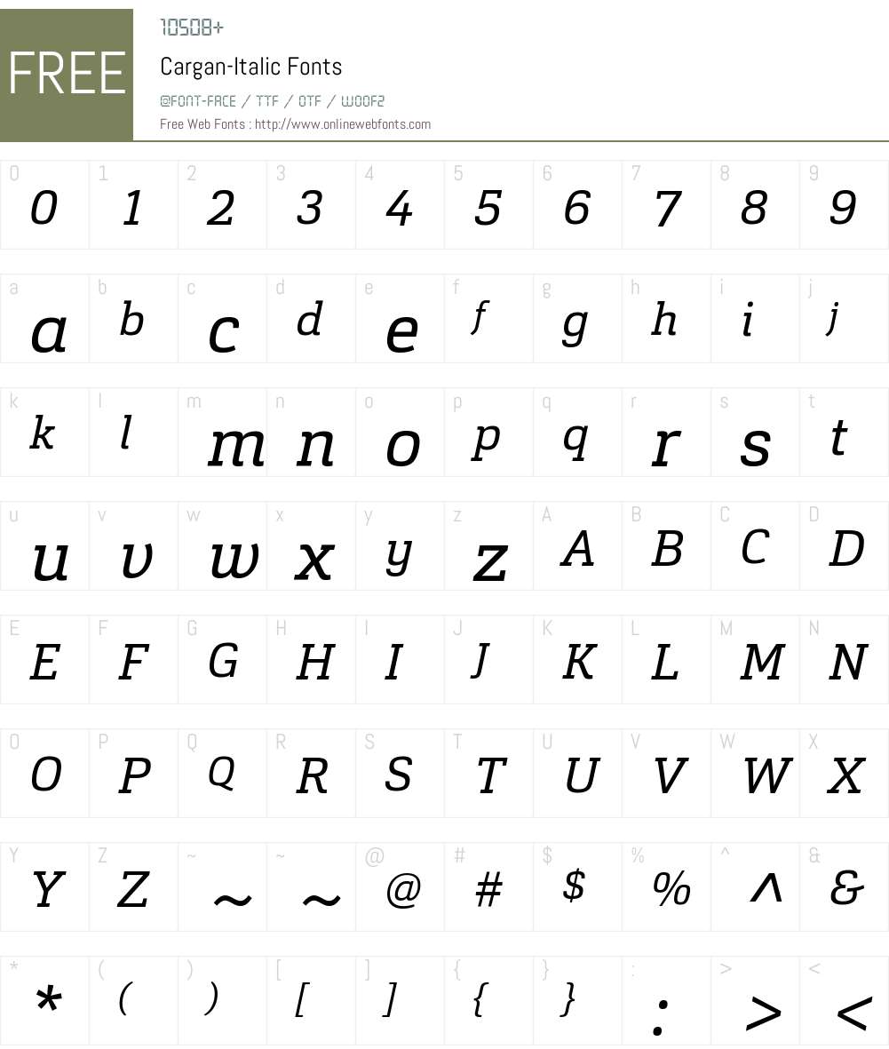 Cargan-Italic Font Screenshots