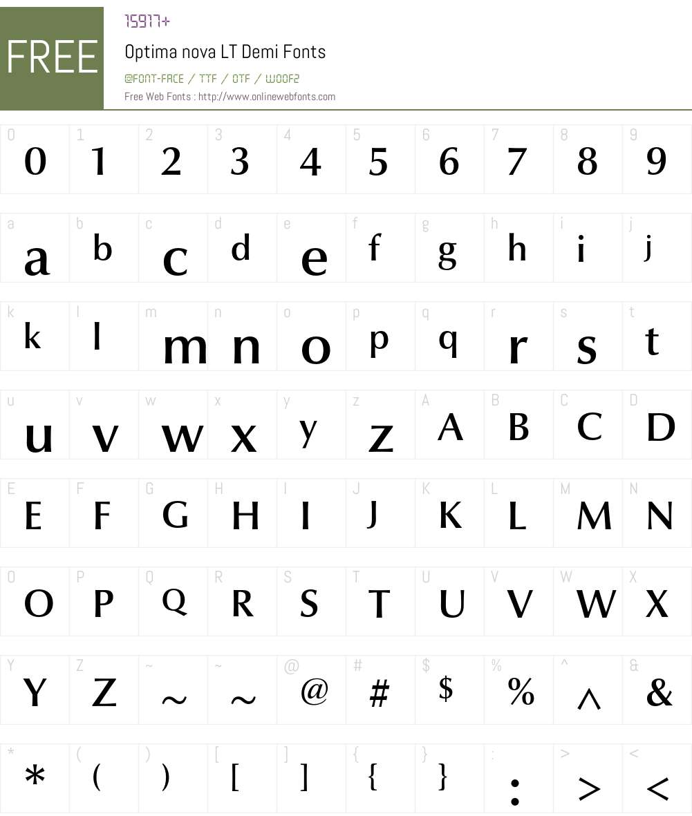 Optima nova LT Font Screenshots