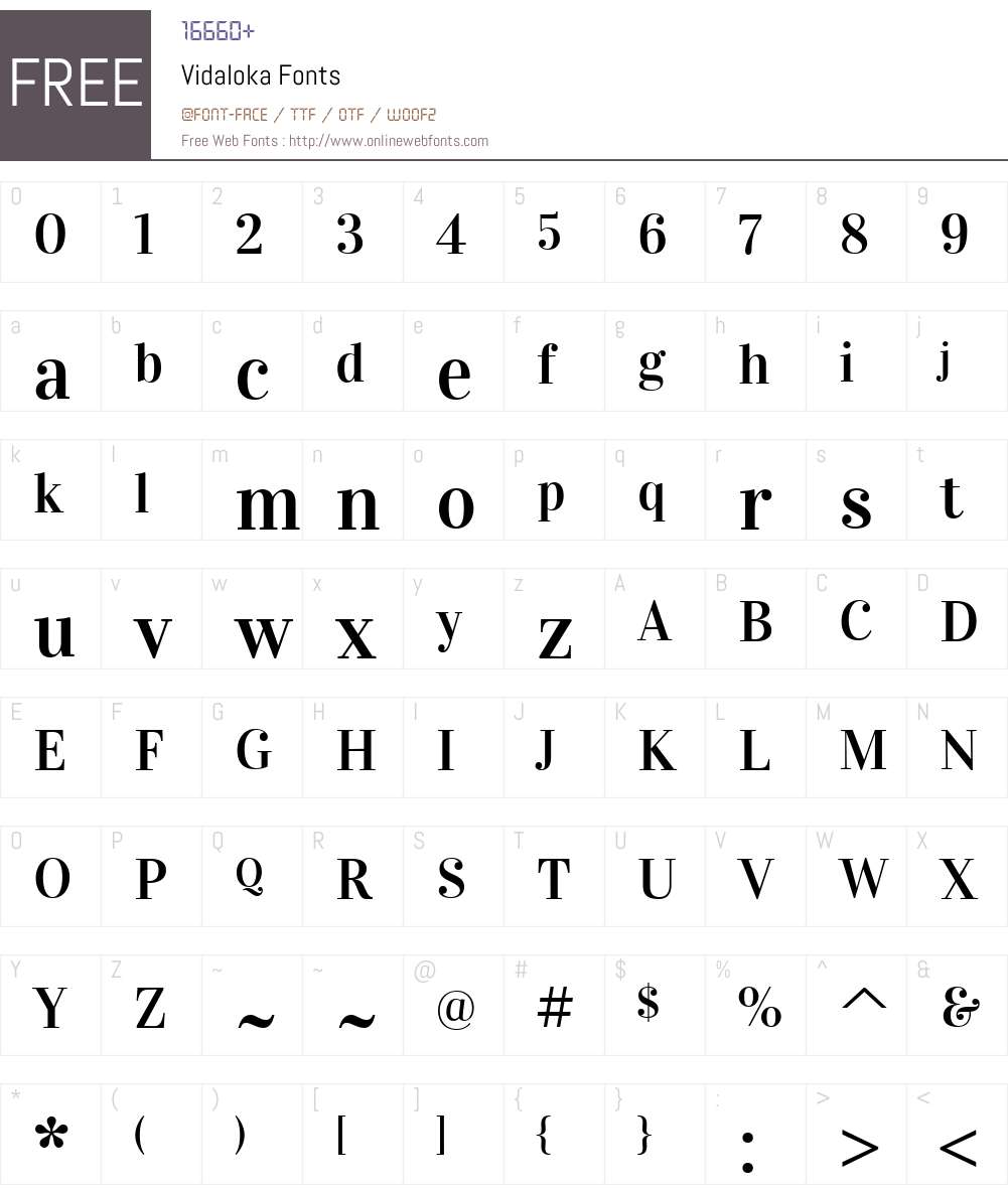 Vidaloka Font Screenshots