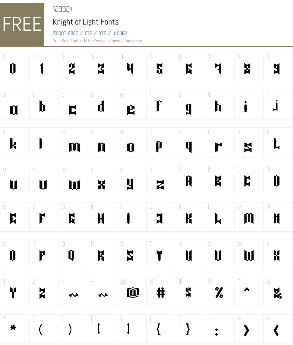 Knight of Light Font Screenshots