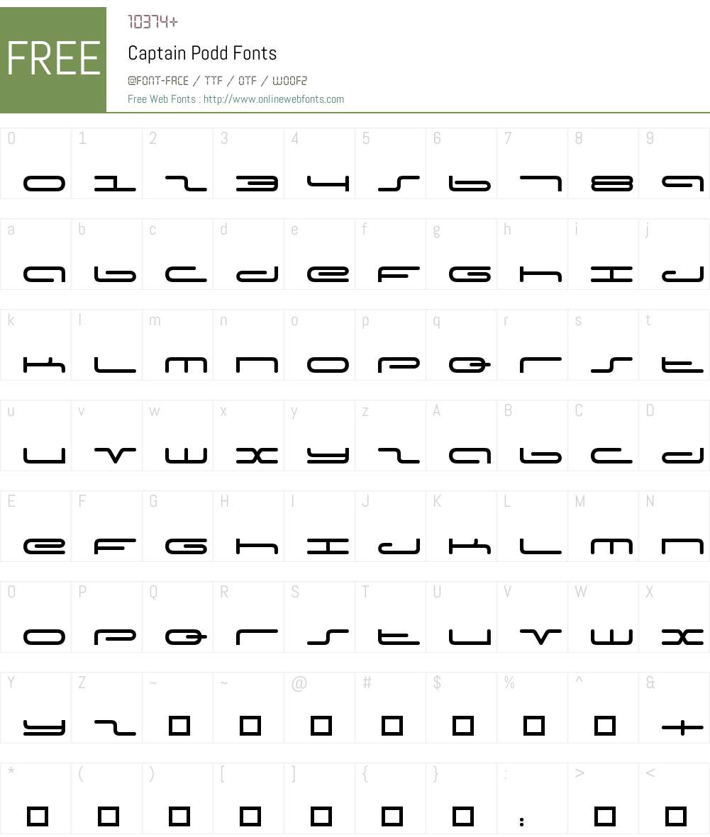 Captain Podd Font Screenshots