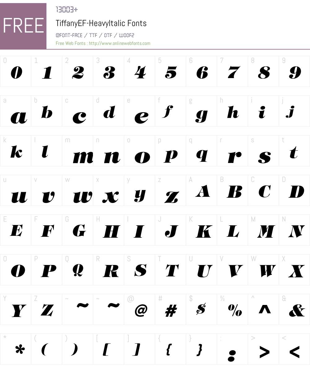 TiffanyEF-HeavyItalic Font Screenshots