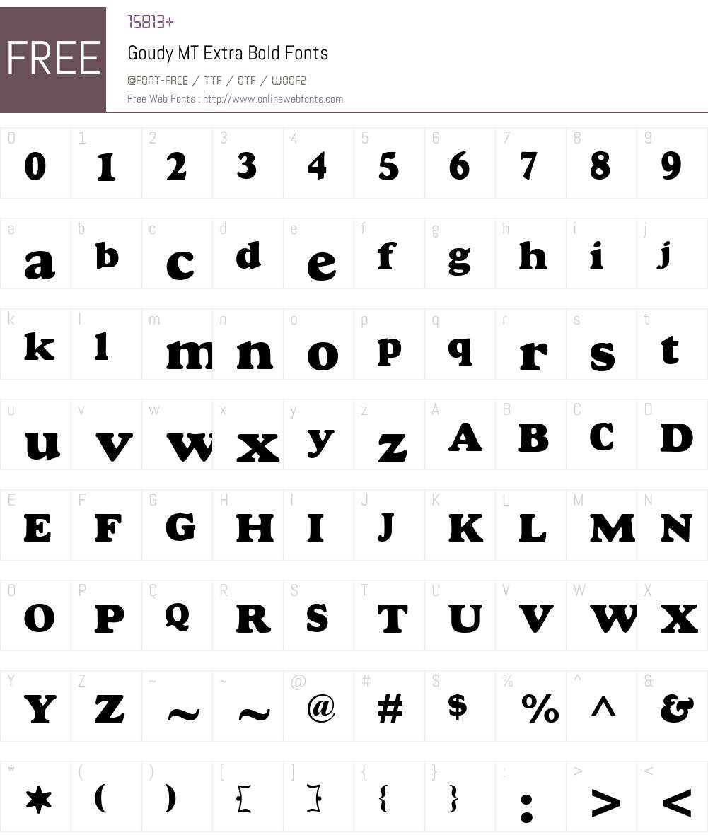 Goudy MT Extra Bold Font Screenshots