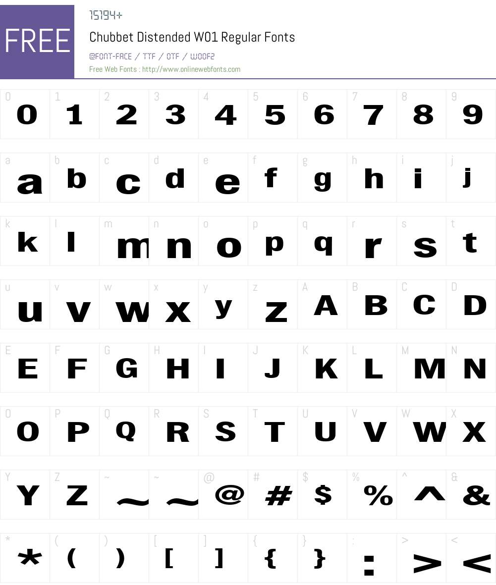 ChubbetDistendedW01-Regular Font Screenshots
