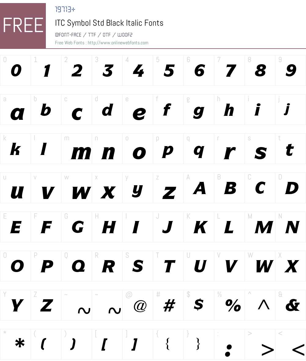 ITC Symbol Std Font Screenshots