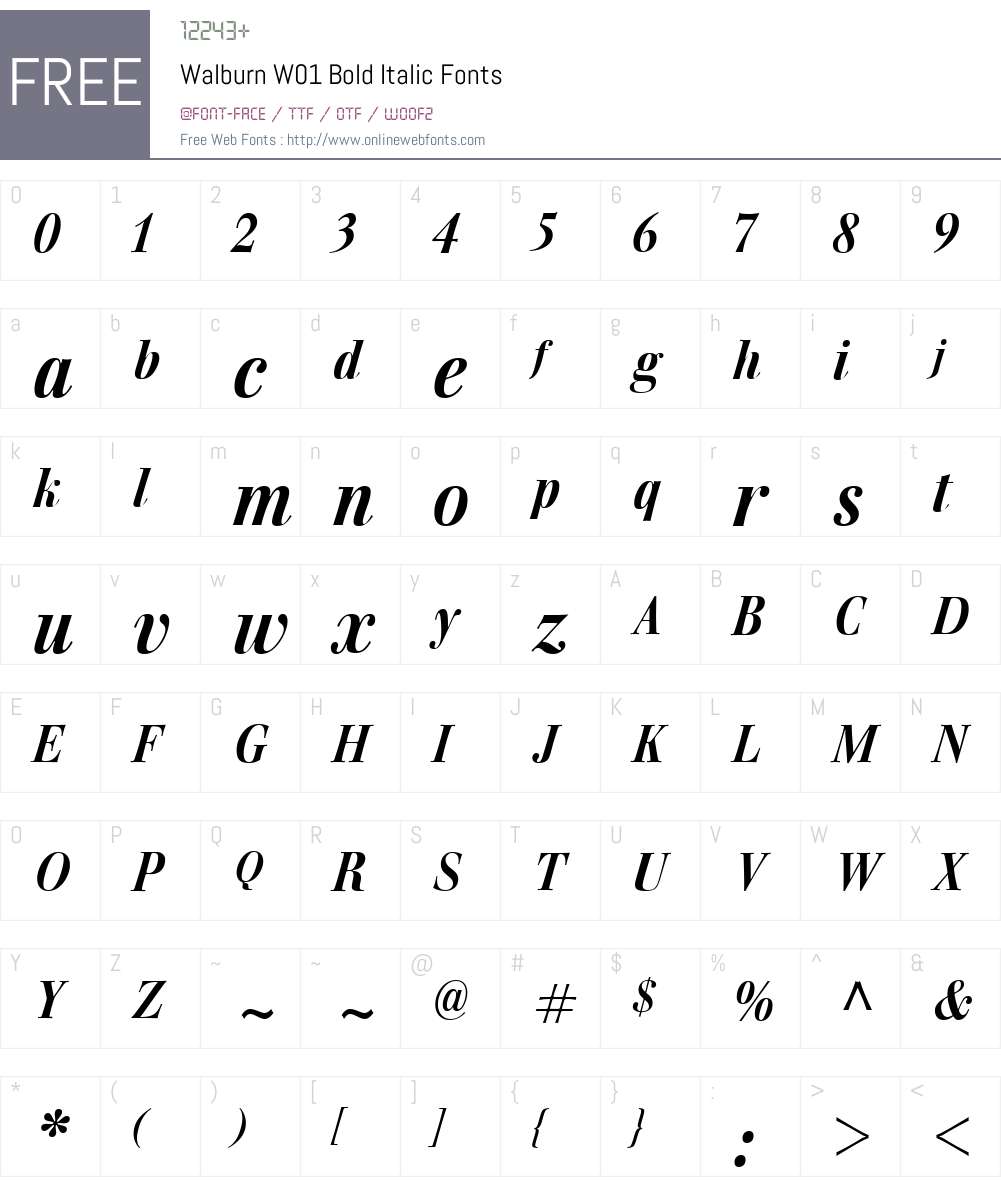 WalburnW01-BoldItalic Font Screenshots