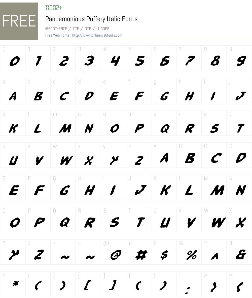Pandemonious Puffery Italic Font Screenshots