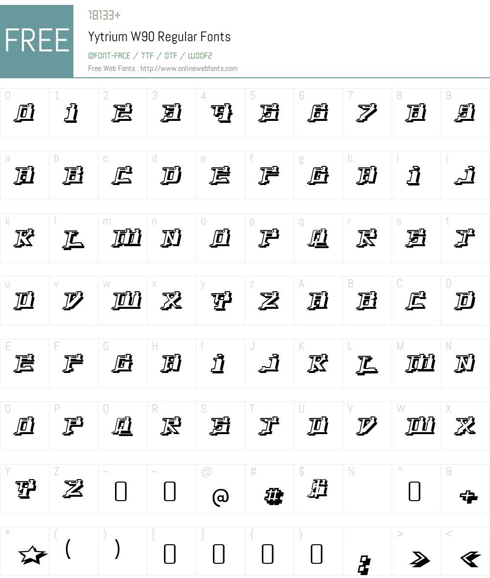 YytriumW90-Regular Font Screenshots