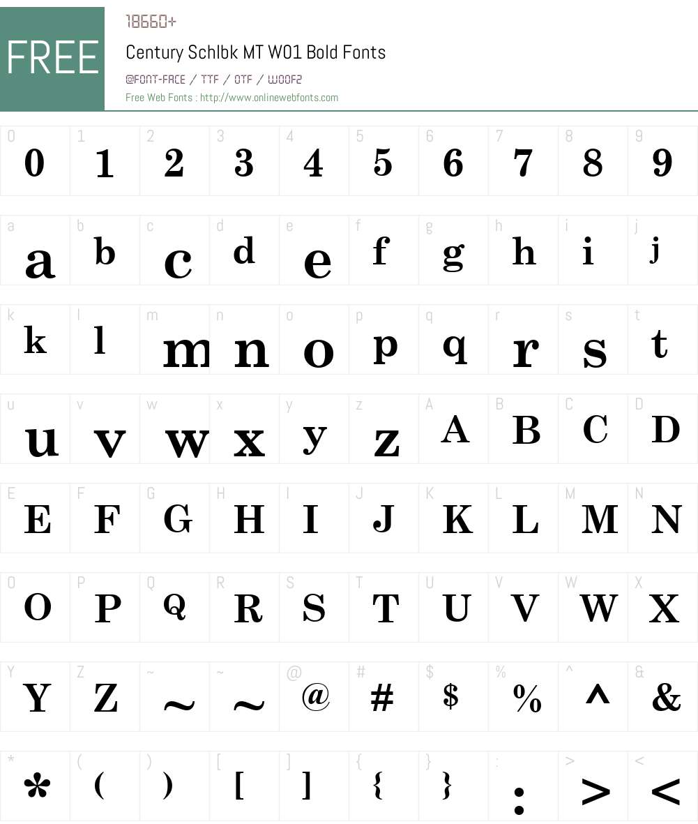 CenturySchlbkMTW01-Bold Font Screenshots