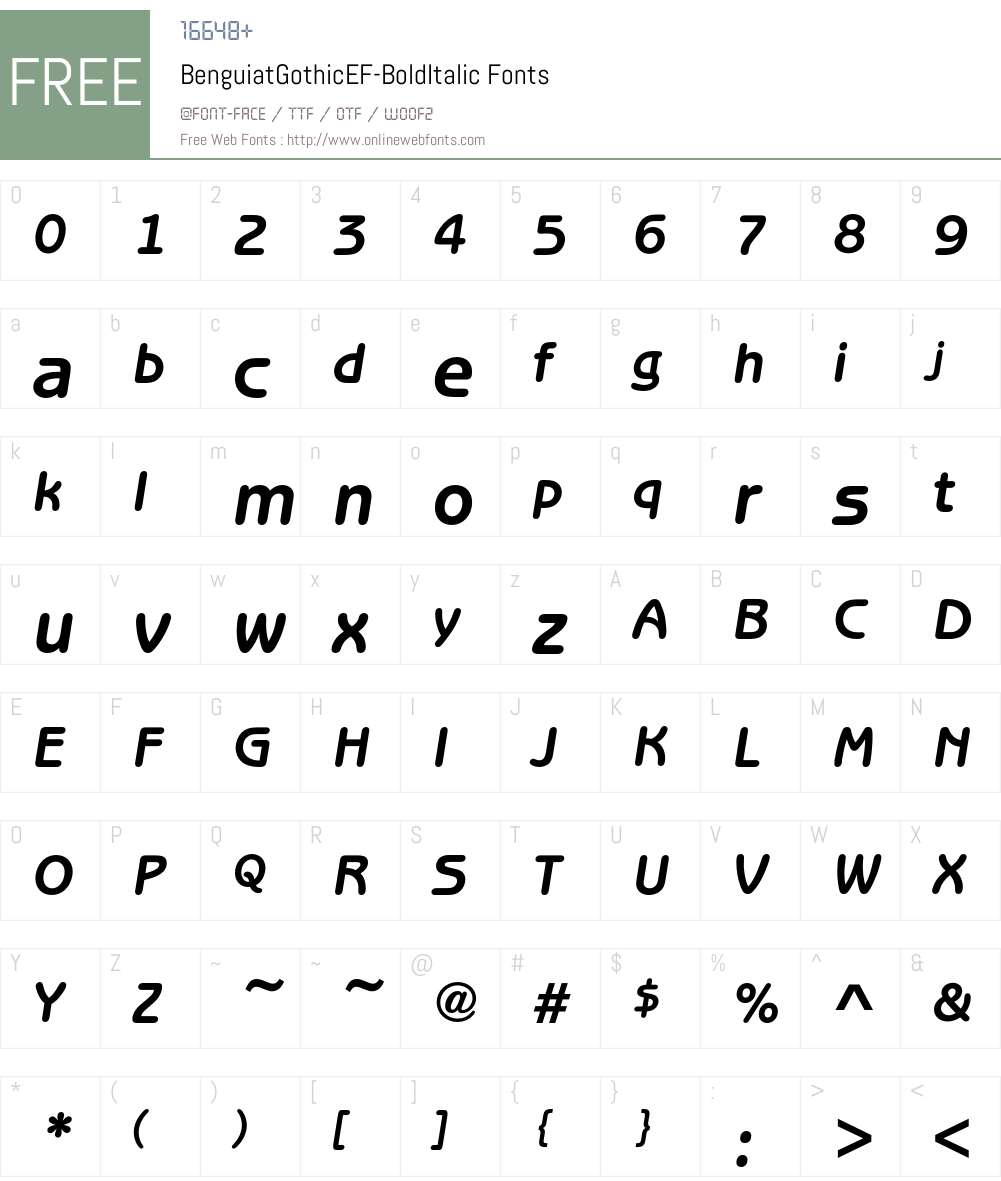BenguiatGothicEF-BoldItalic Font Screenshots