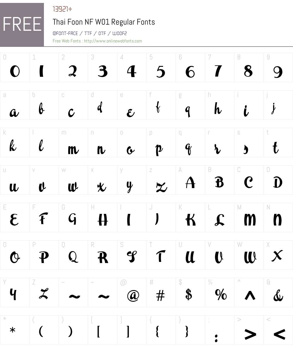 ThaiFoonNFW01-Regular Font Screenshots