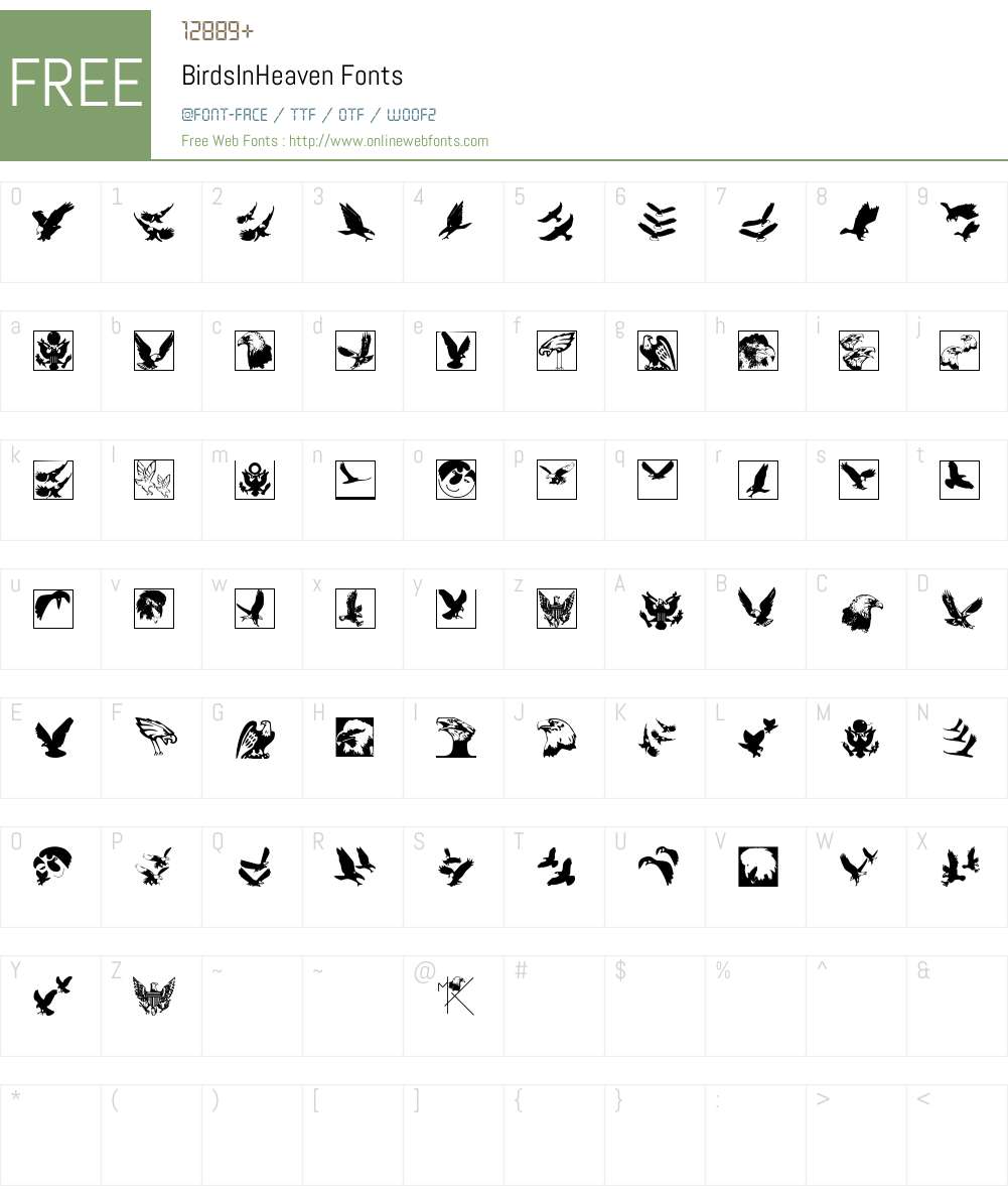 BirdsInHeaven Font Screenshots