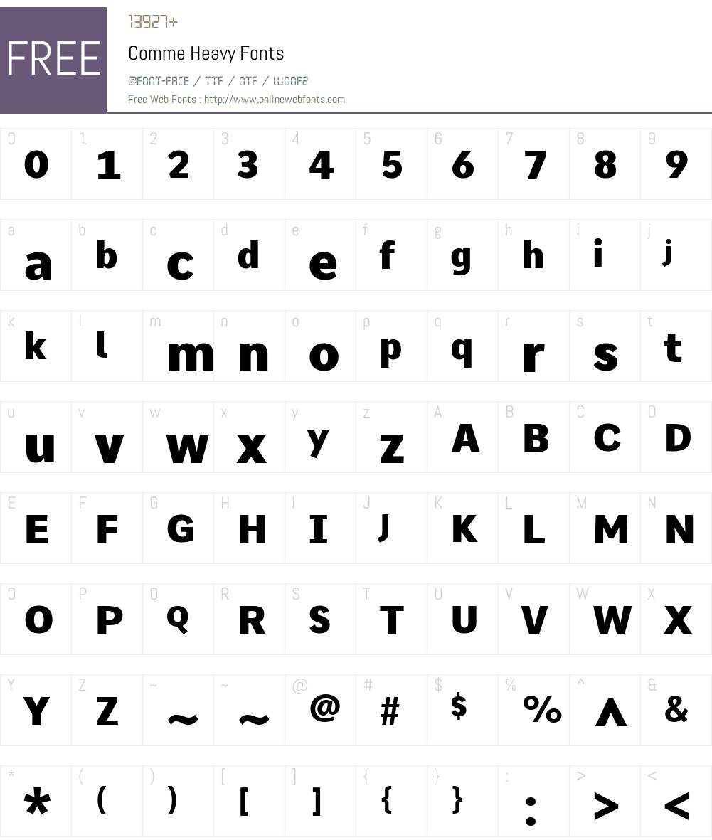 Comme Font Screenshots