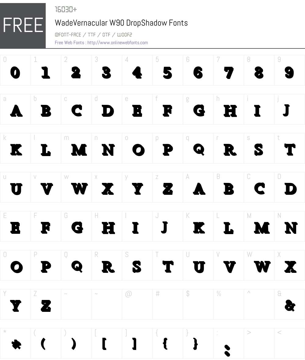 WadeVernacularW-DropShadow Font Screenshots