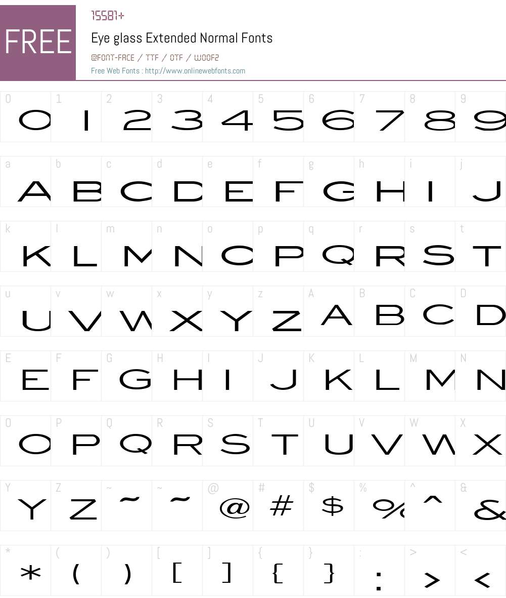 Eye glass Extended Font Screenshots