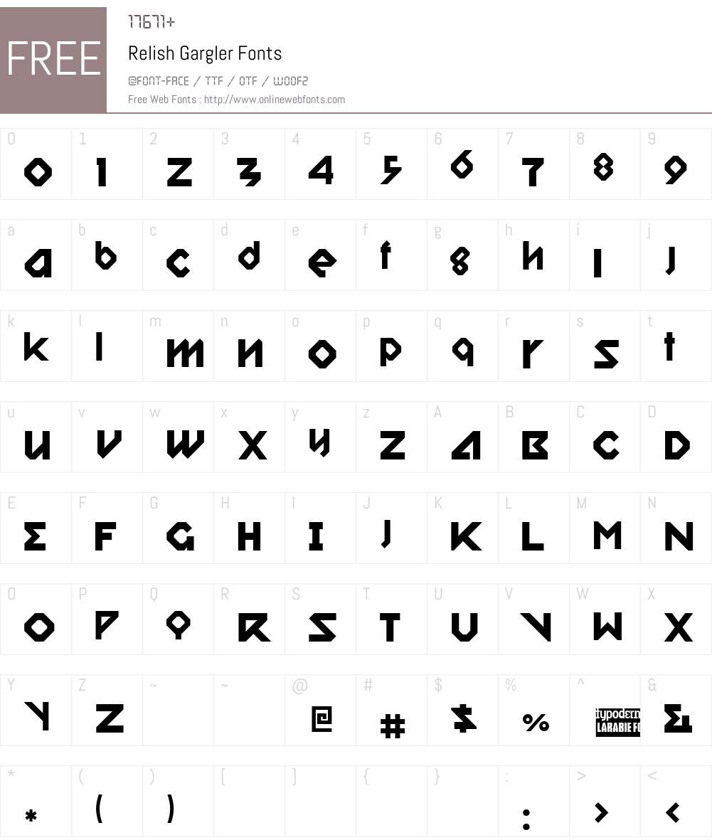 Relish Gargler Font Screenshots