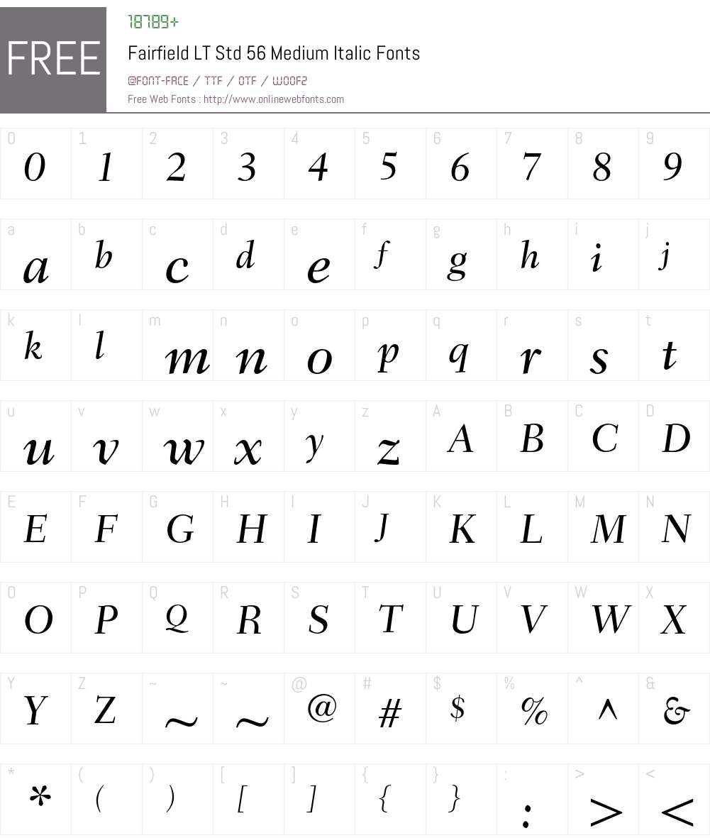 Fairfield LT Std Font Screenshots