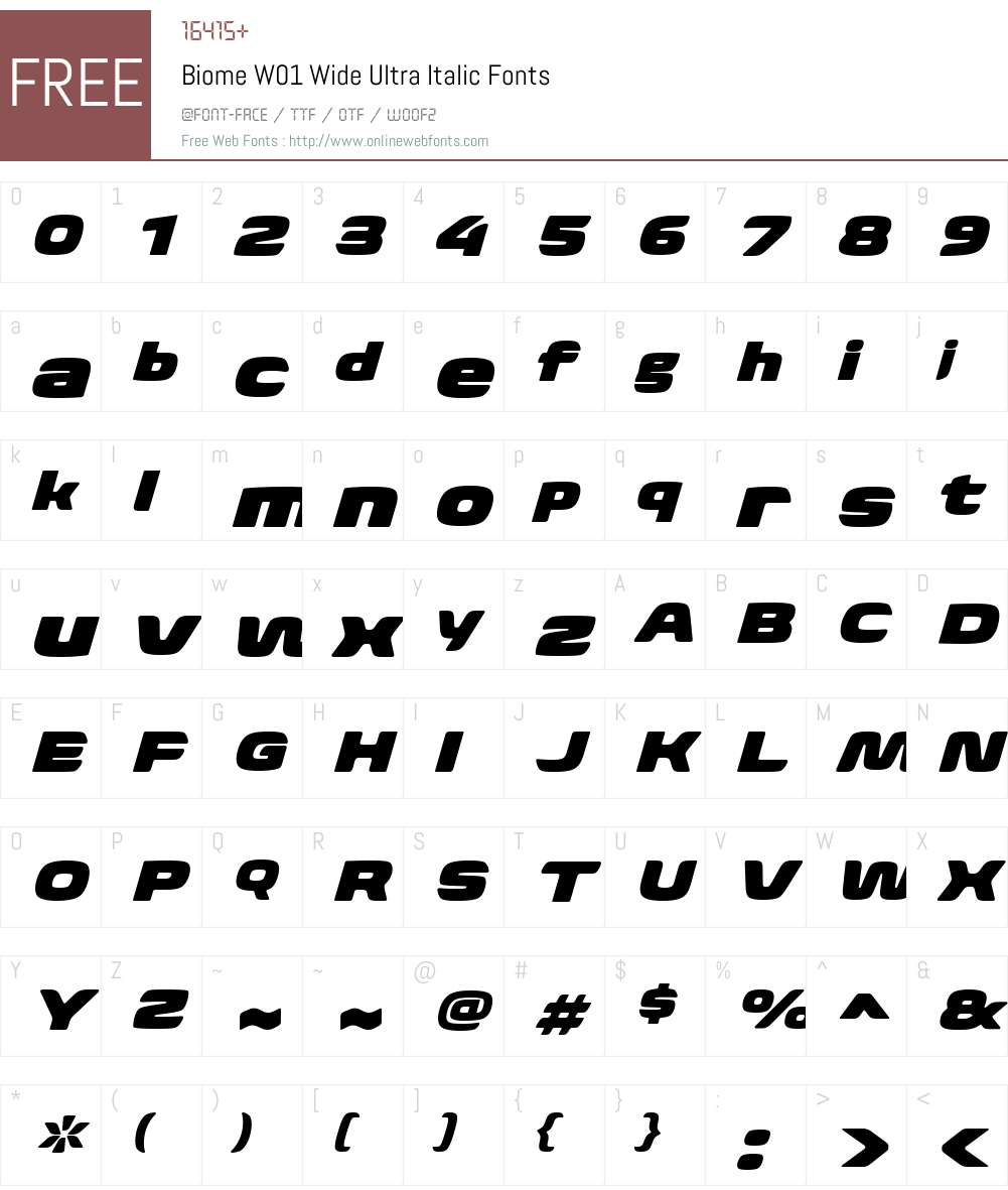 BiomeW01-WideUltraItalic Font Screenshots