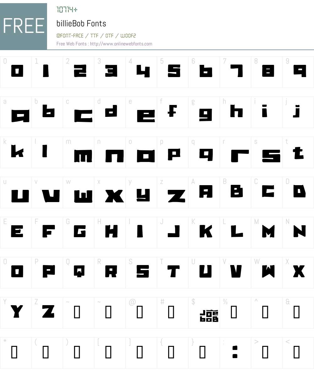 billieBob Font Screenshots