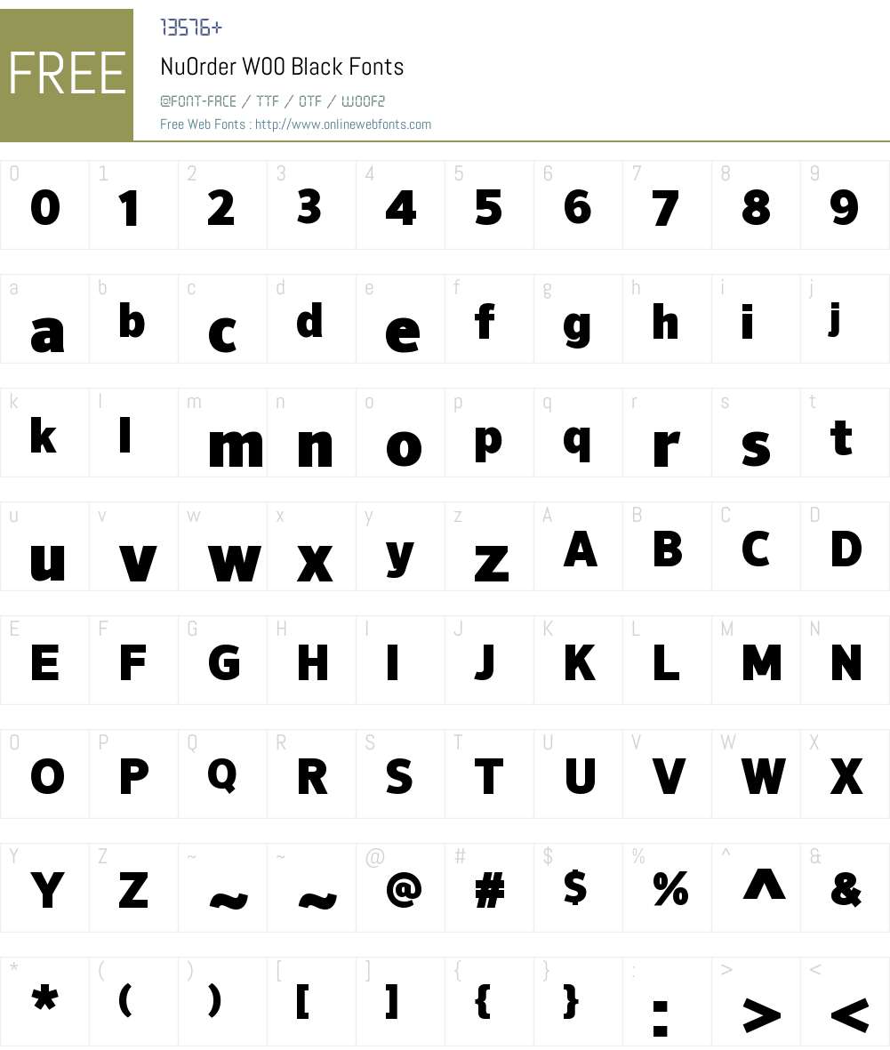 NuOrderW00-Black Font Screenshots