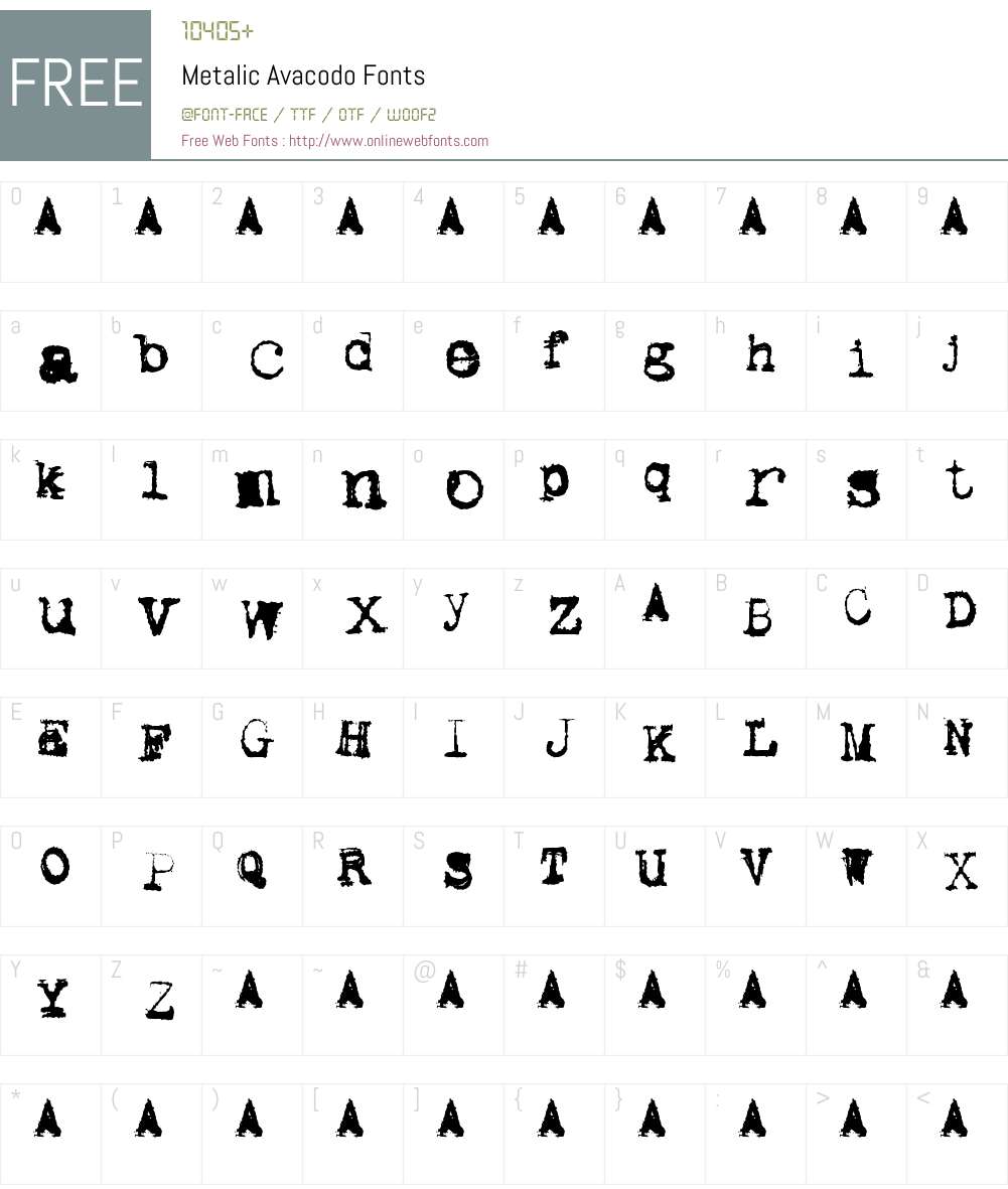 Metalic Avacodo Font Screenshots