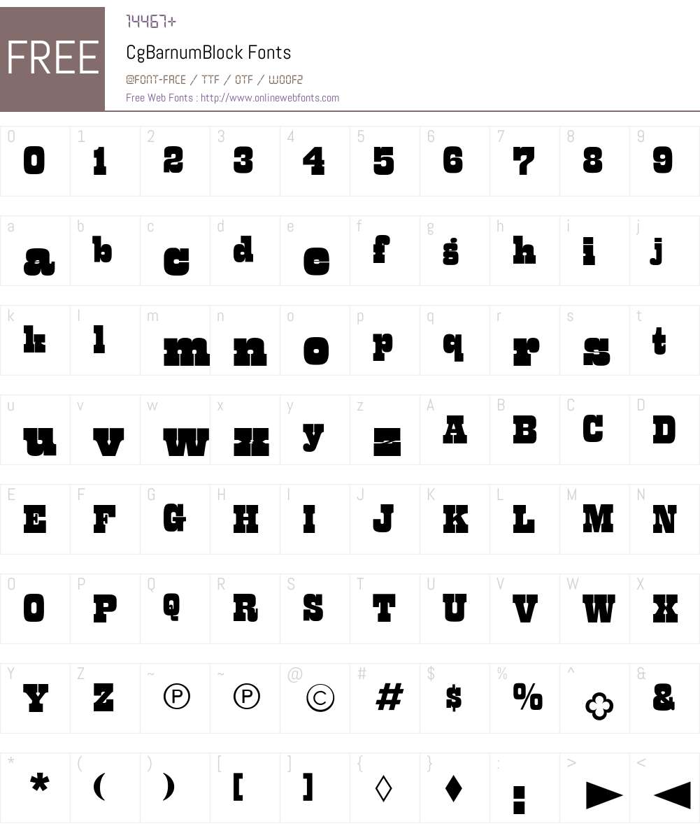 CgBarnumBlock Font Screenshots