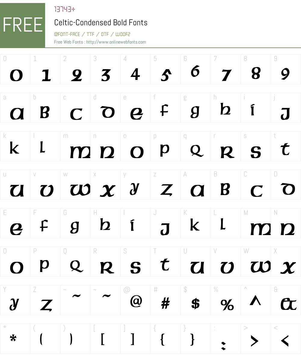 Celtic-Condensed Font Screenshots