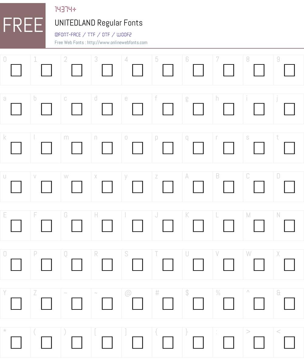UNITEDLAND Font Screenshots