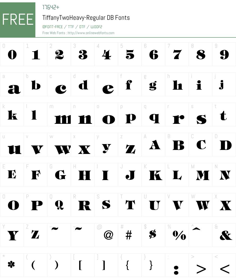 TiffanyTwoHeavy DB Font Screenshots