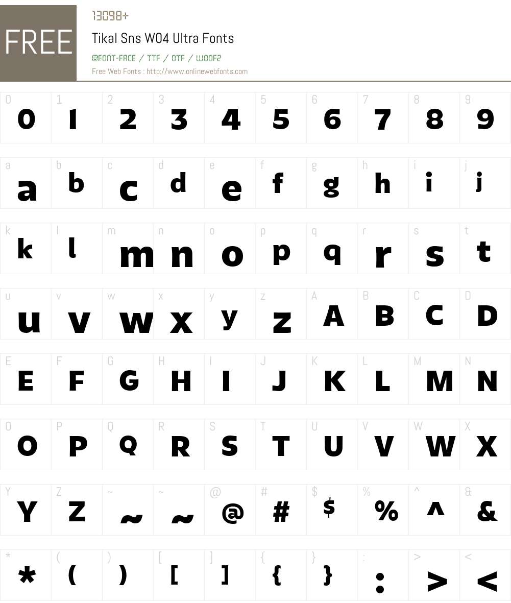 TikalSnsW04-Ultra Font Screenshots