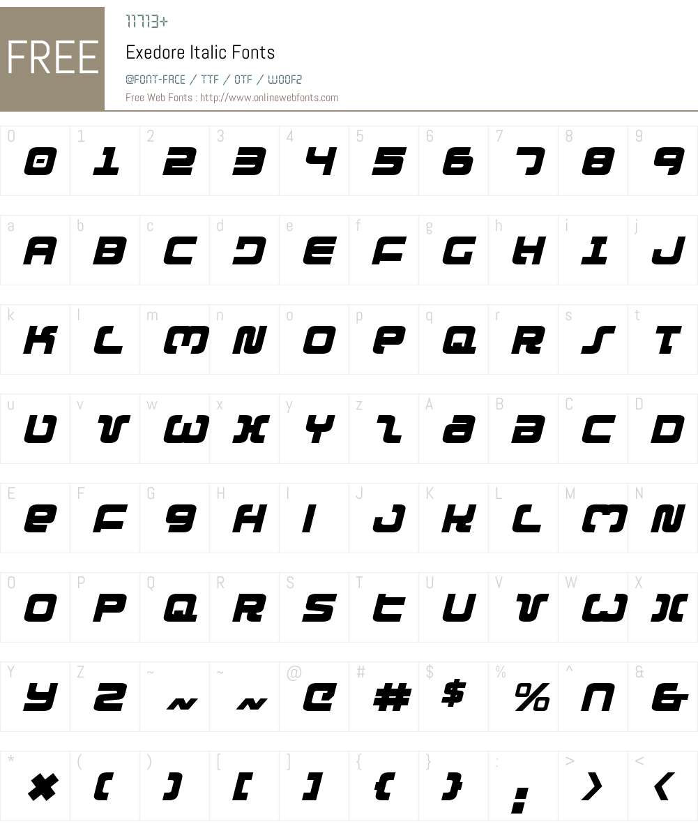 Exedore Italic Font Screenshots