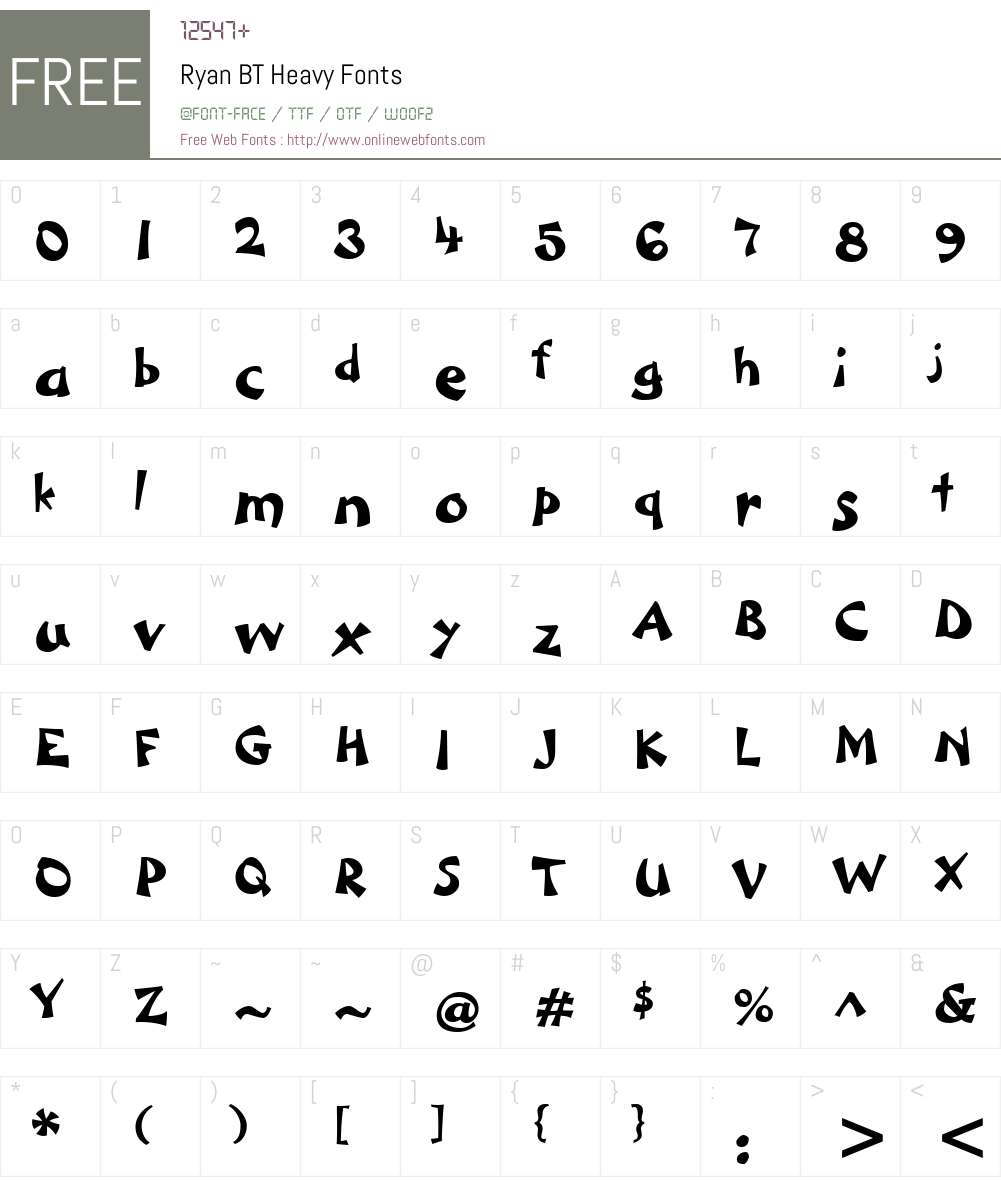 Ryan BT Font Screenshots