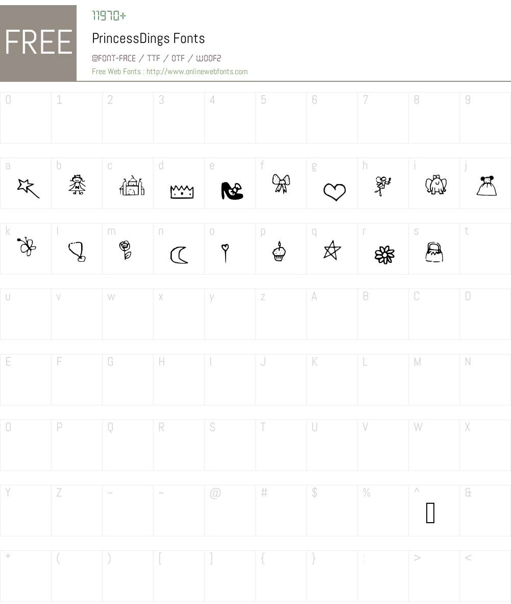 PrincessDings Font Screenshots