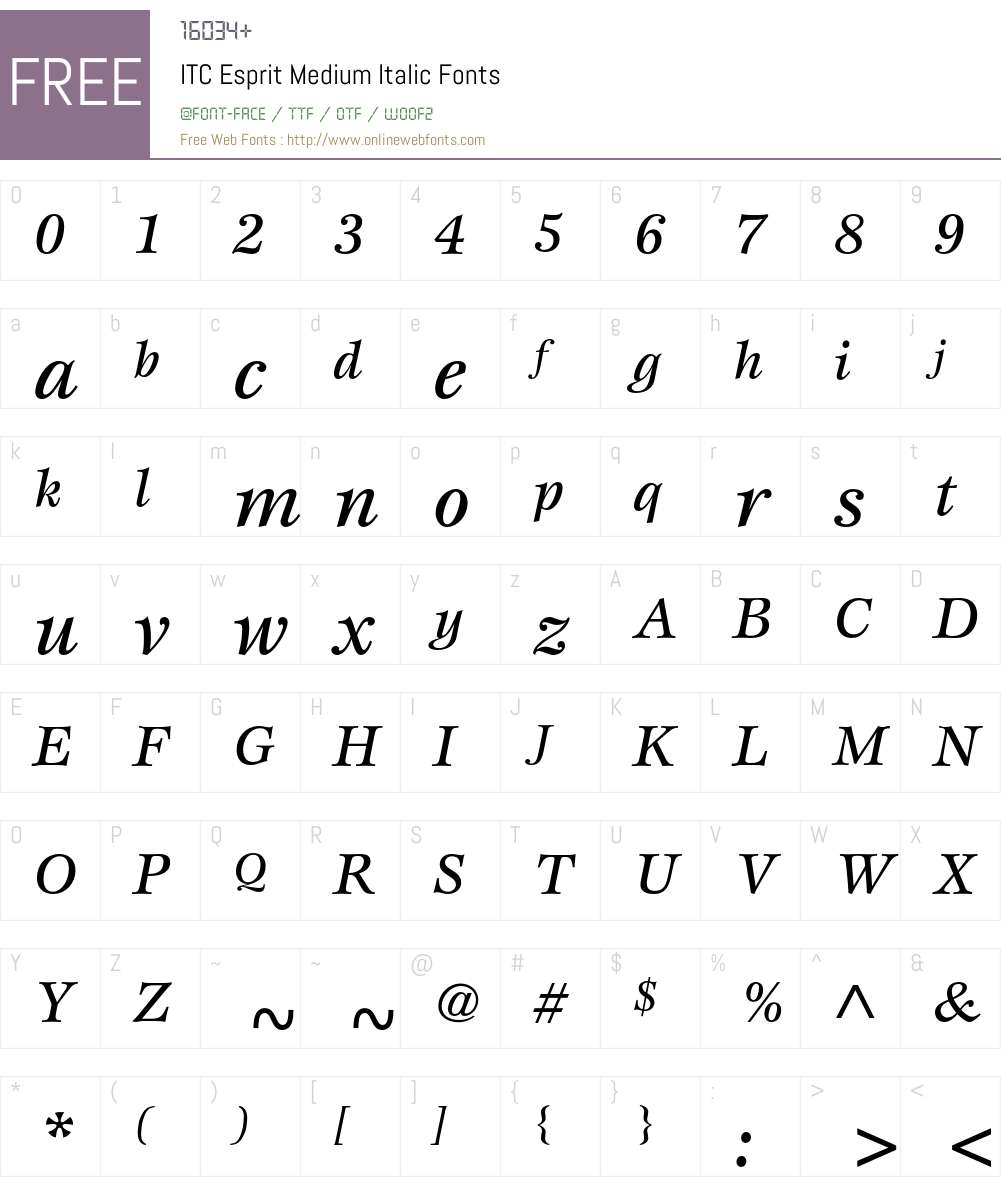 ITC Esprit Font Screenshots