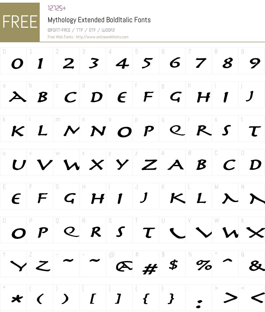 Mythology Extended Font Screenshots