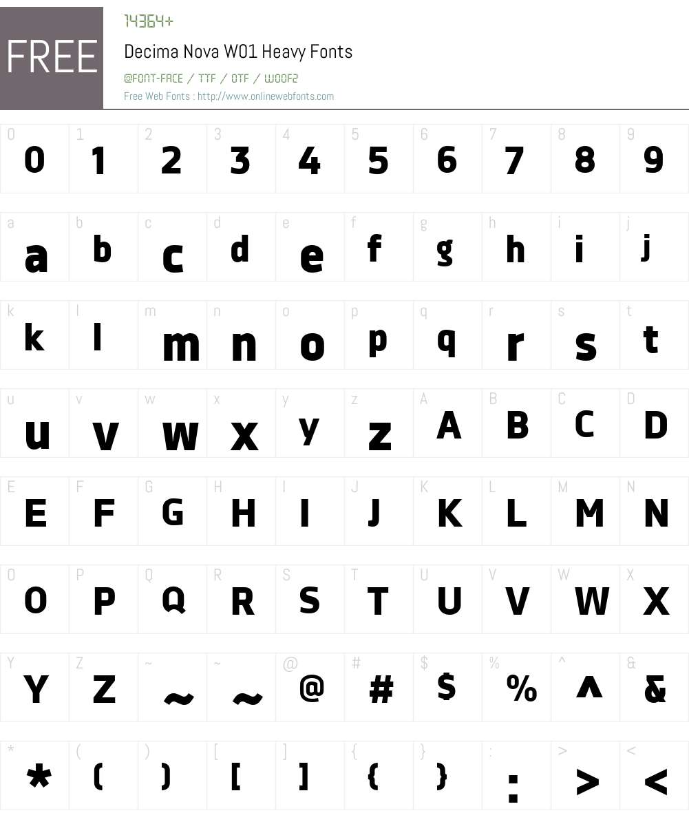DecimaNovaW01-Heavy Font Screenshots