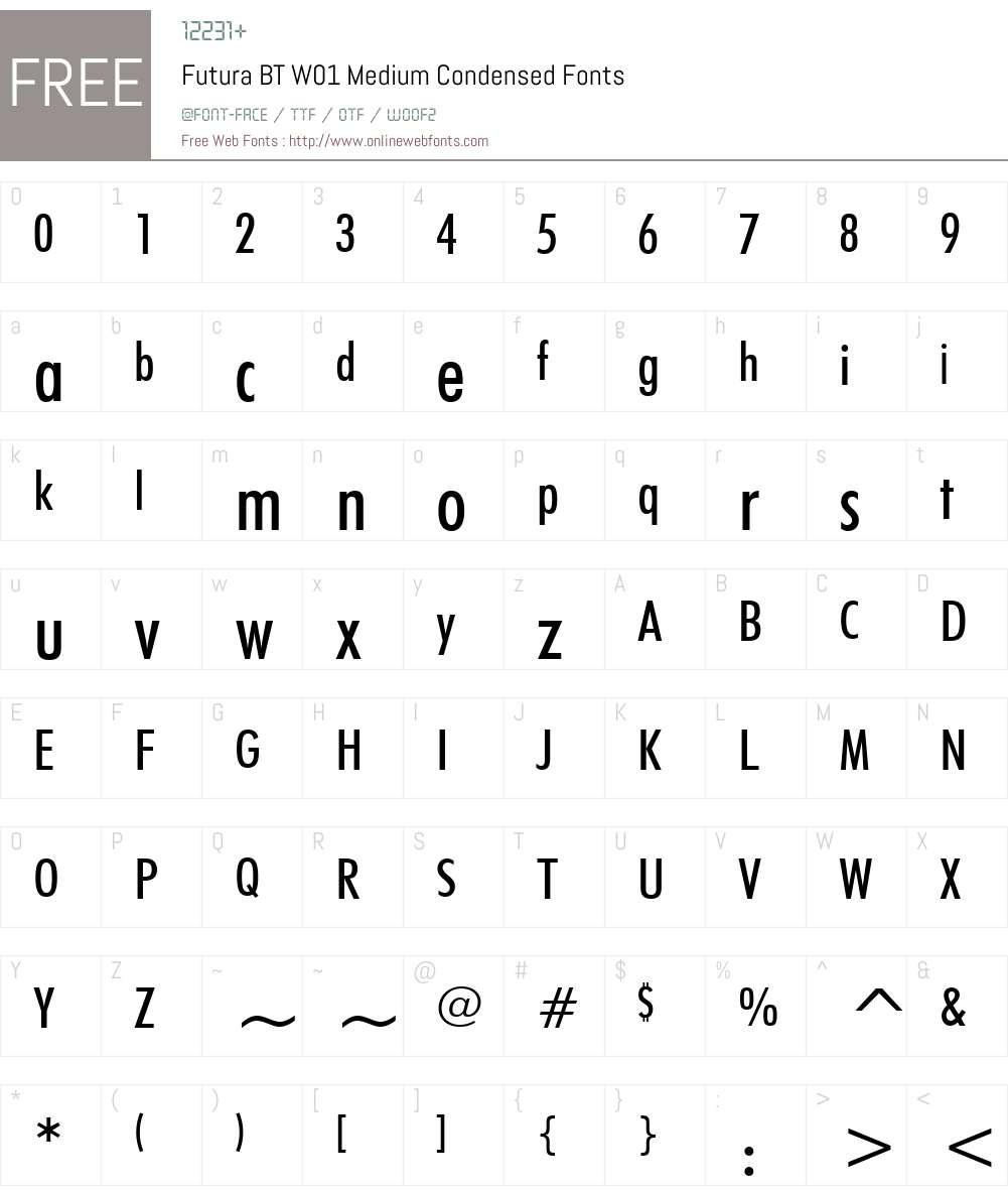 FuturaBTW01-MediumCondensed Font Screenshots