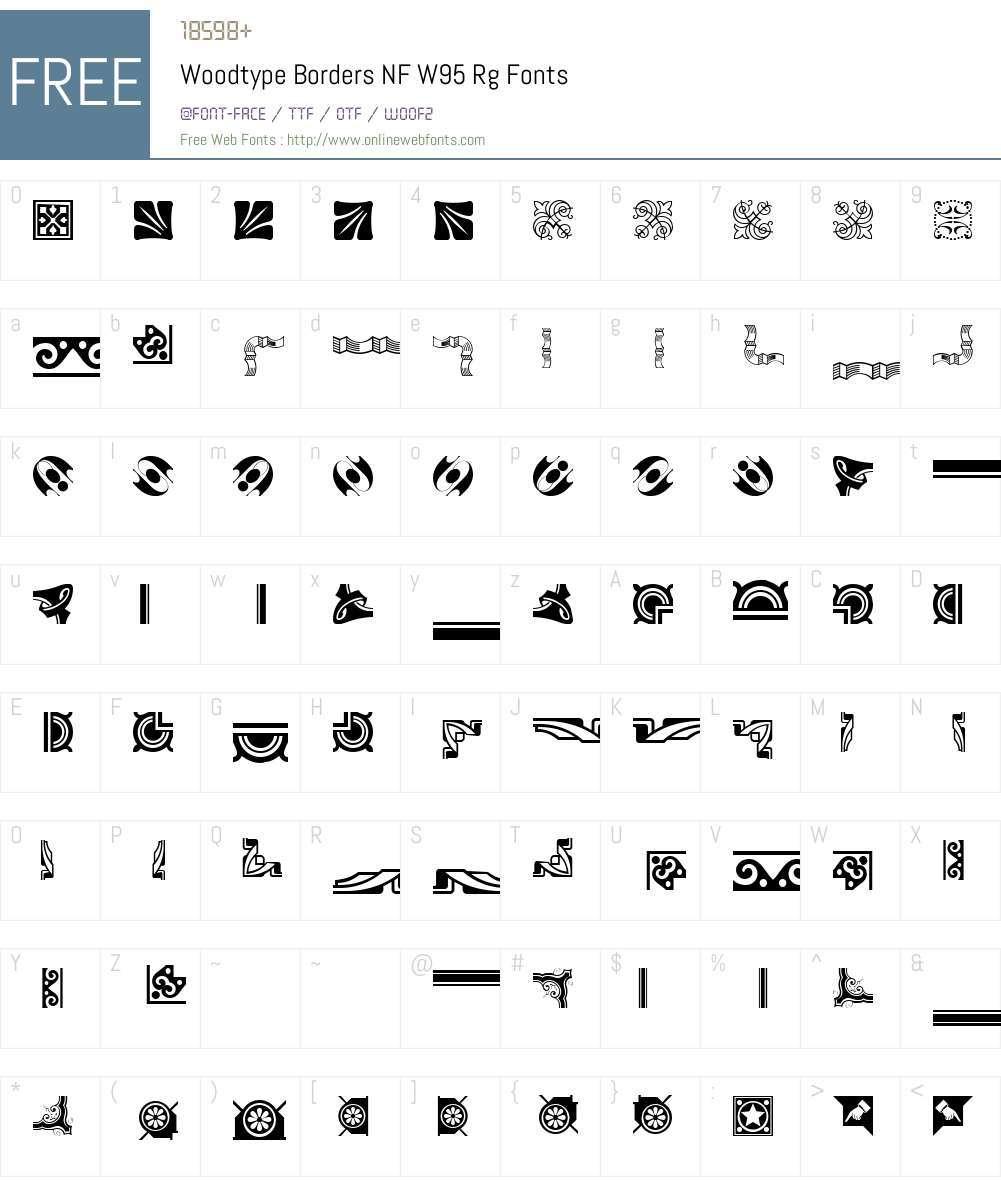 WoodtypeBordersNFW95-Rg Font Screenshots