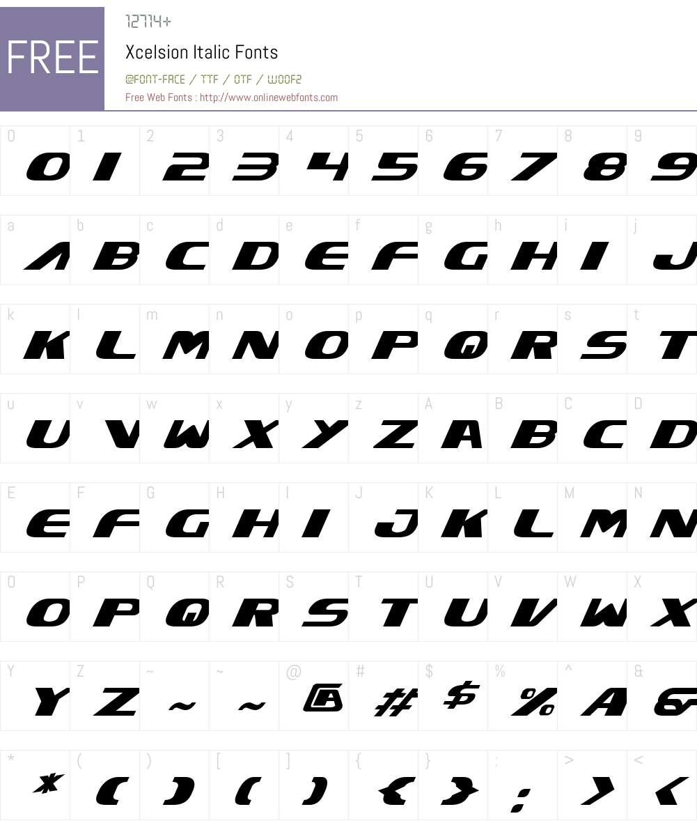 Xcelsion Italic Font Screenshots