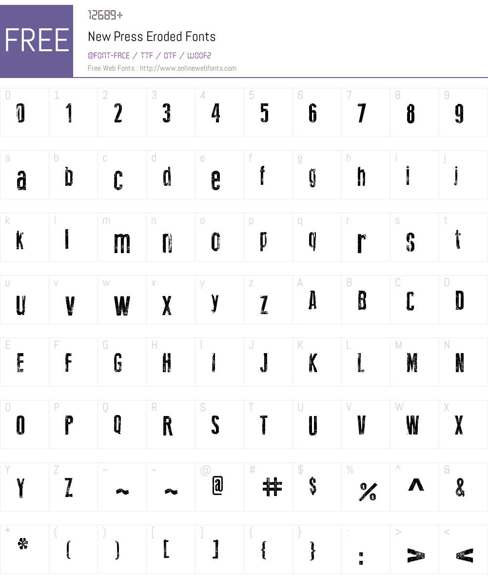 New Press Eroded Font Screenshots